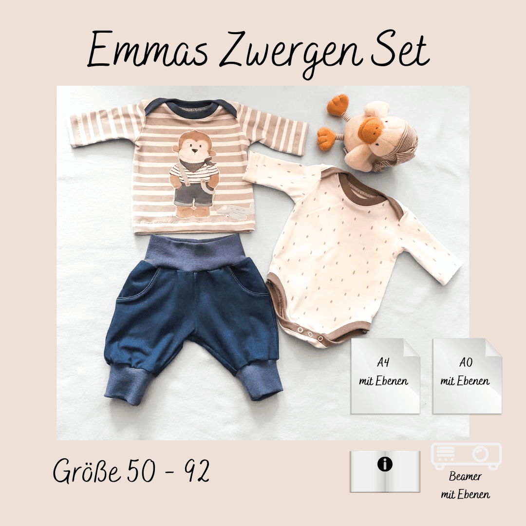 Schnittmuster Emmas Zergenset Größe 50 – 92 - Sewando