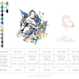 Katzenkopf mit floraler Umrahmung im Doodle-Stil für deine Stickmaschine - Sewando