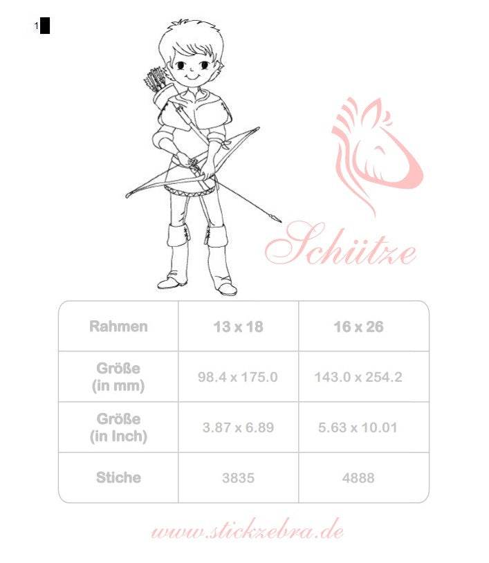 Schütze Stickdatei – Ausmal-Stickdatei für Kinder & bunte Regentage - Sewando