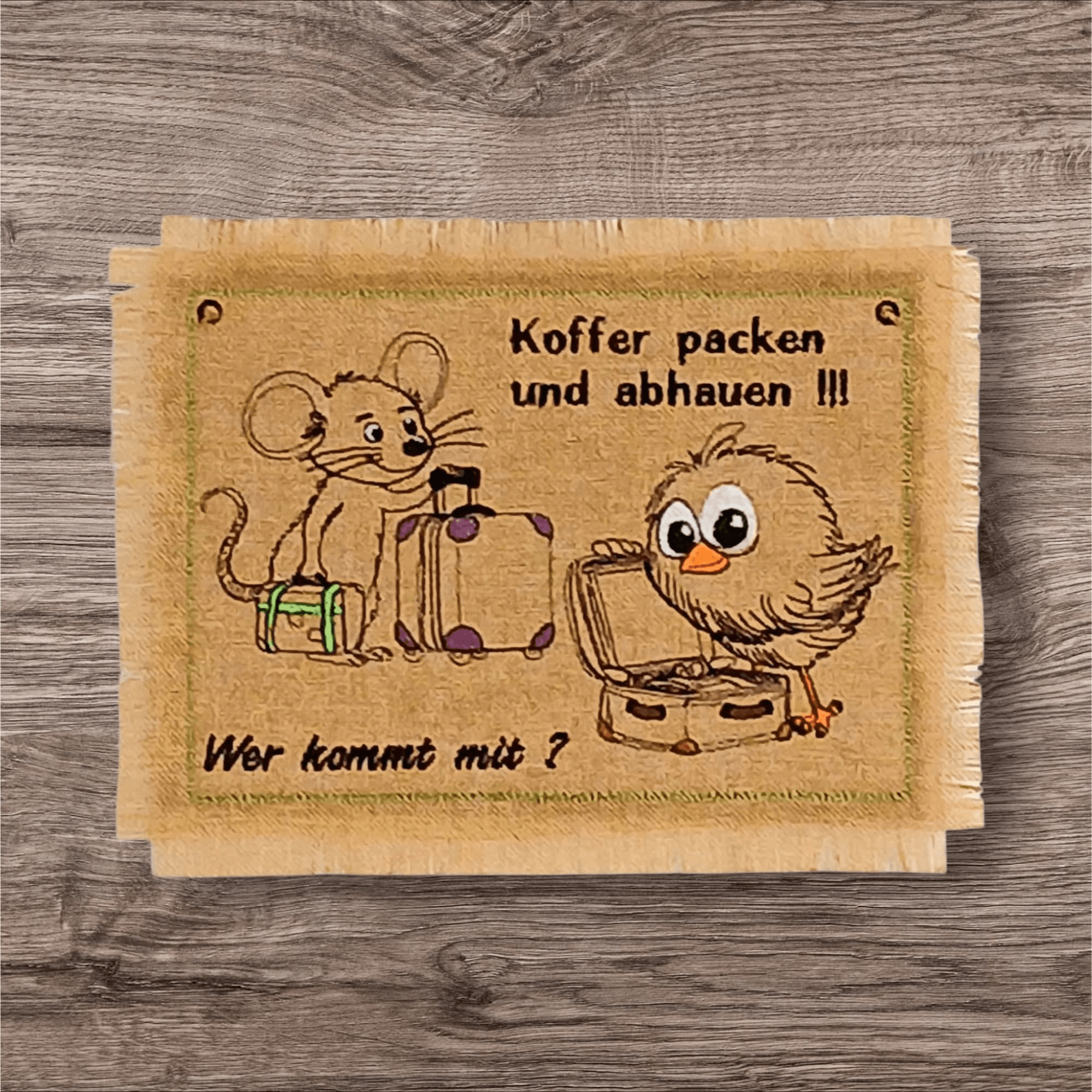 Koffer Tiere Stickdatei Urlaub Vogel Maus ab 10x10 - Sewando