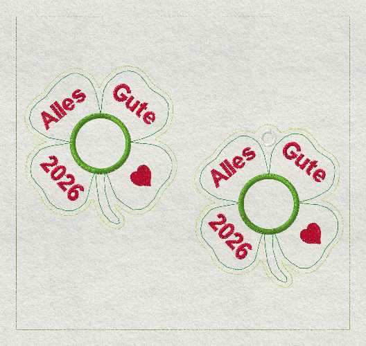Stickdatei Silvester Kleeblatt Schwein mit Schoki Nase 10x10 Set 774 - Sewando