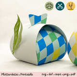 Geschenkbox Ostern Rauten blau / grün mit Blättern - Printable für Schere oder Plotter - Sewando