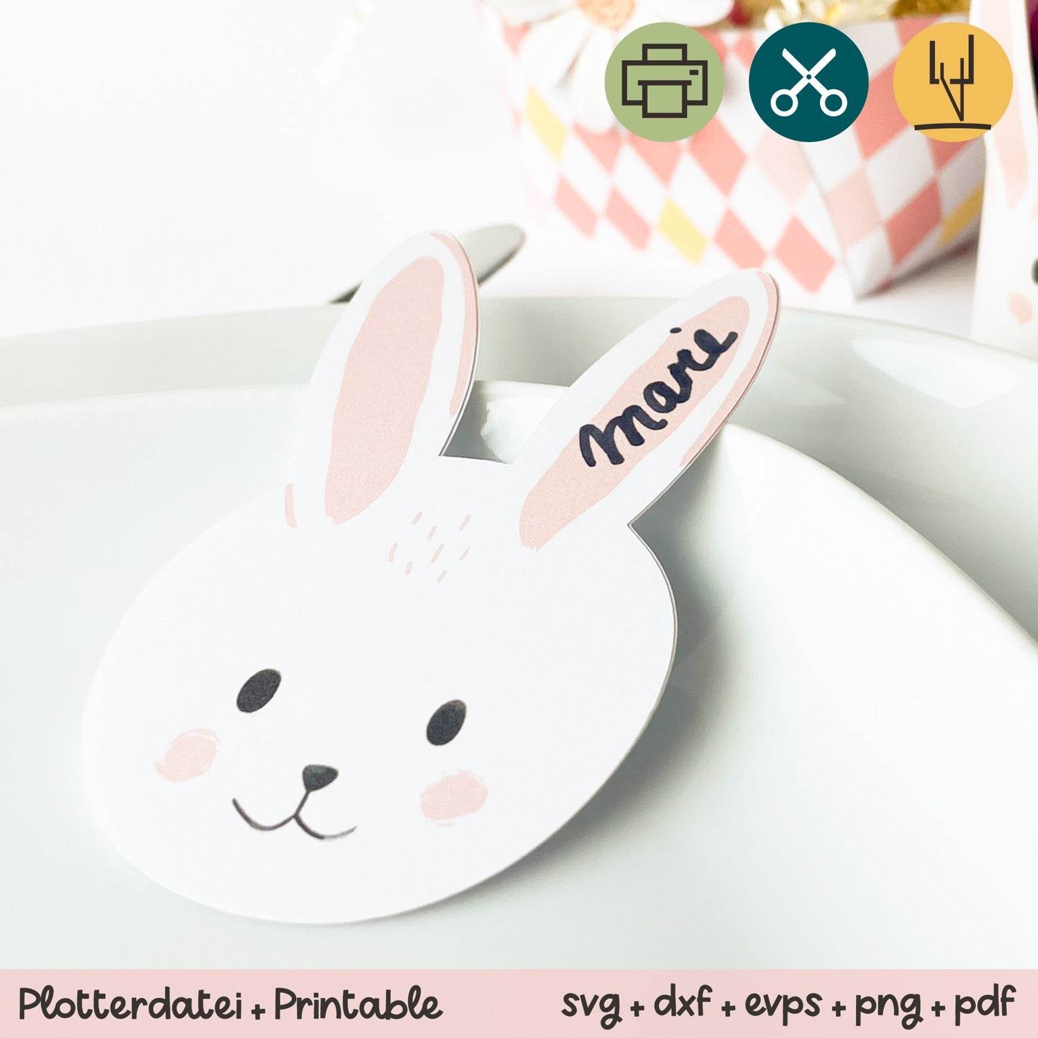 Namensschild / Tischkarte zu Ostern - Printable inkl. Plotterdatei - Sewando