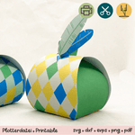 Geschenkbox Ostern Rauten gelb / grün Federn - Printable für Schere oder Plotter - Sewando