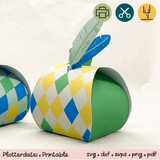 Geschenkbox Ostern Rauten gelb / grün Federn - Printable für Schere oder Plotter - Sewando