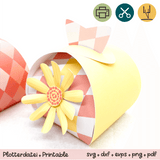 Geschenkbox gelb mit Blume - Printable für Schere oder Plotter - Sewando