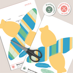 Geschenkbox Ostern Streifen blau / gelb mit Federn - Printable für Schere oder Plotter - Sewando