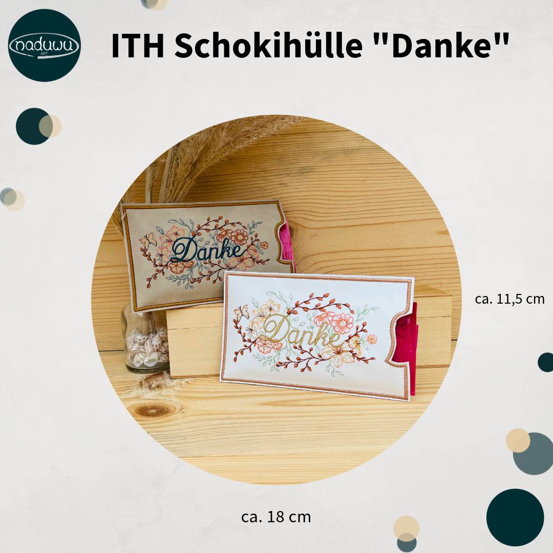 Stickdatei Schokohülle 13x18 ITH, In The Hoop Geschenkhülle - Sewando