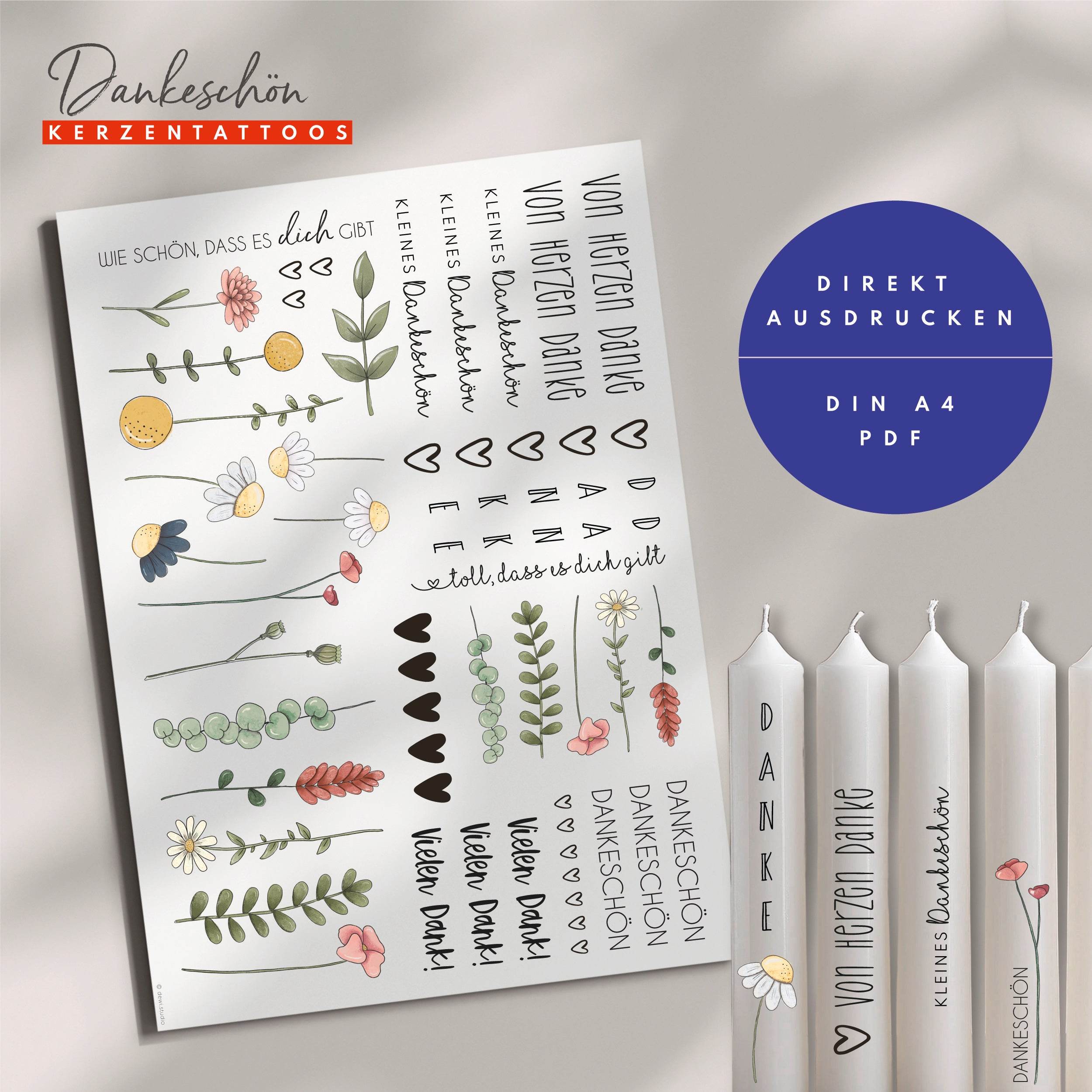 Kerzentattoos | Dankeschön - Sewando