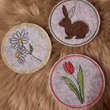 Stickdatei 16 Untersetzer Ostern - Single Line - Sewando