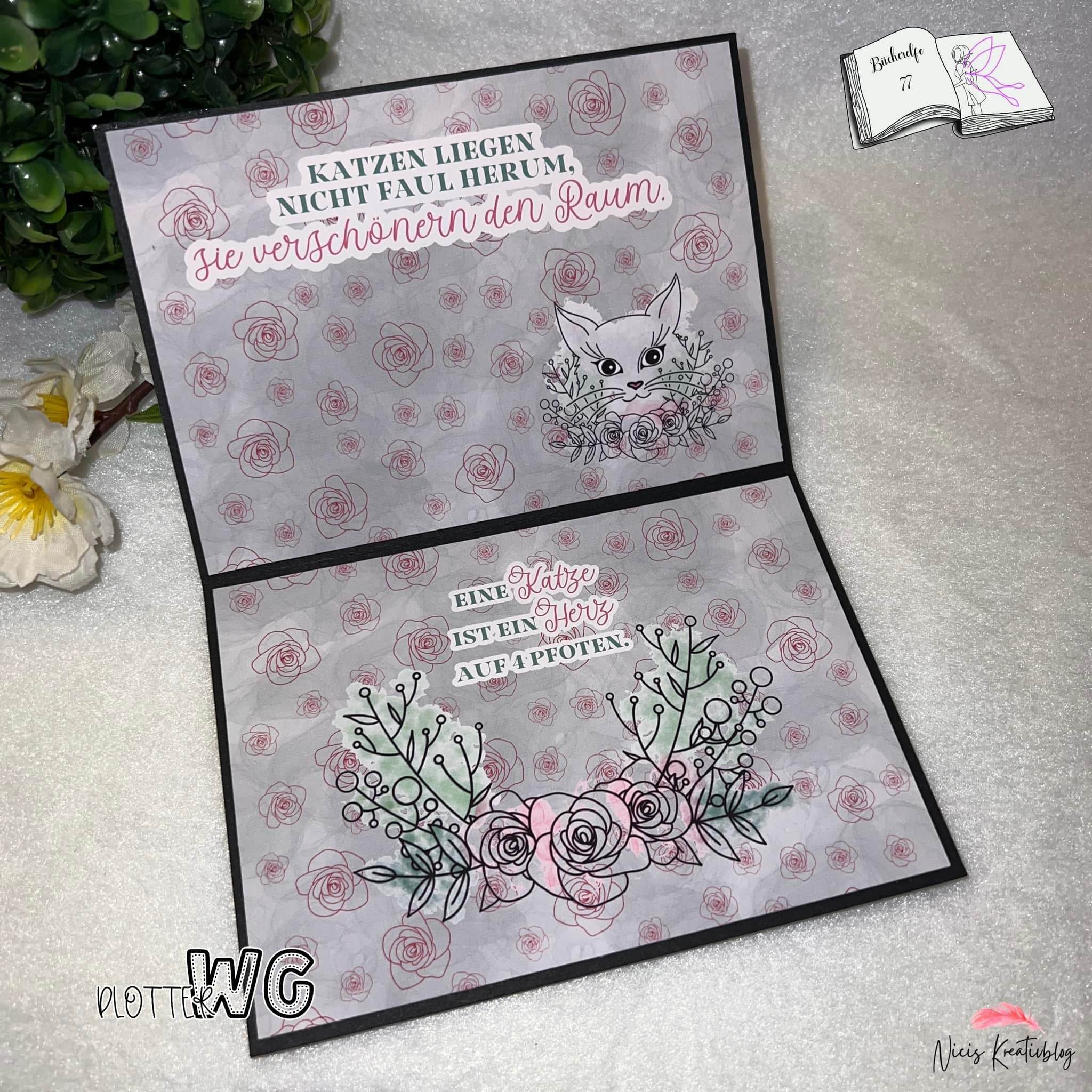 Digiset Blumenkatze Plotten, Sublimation, Drucken, Digistamp - Sewando