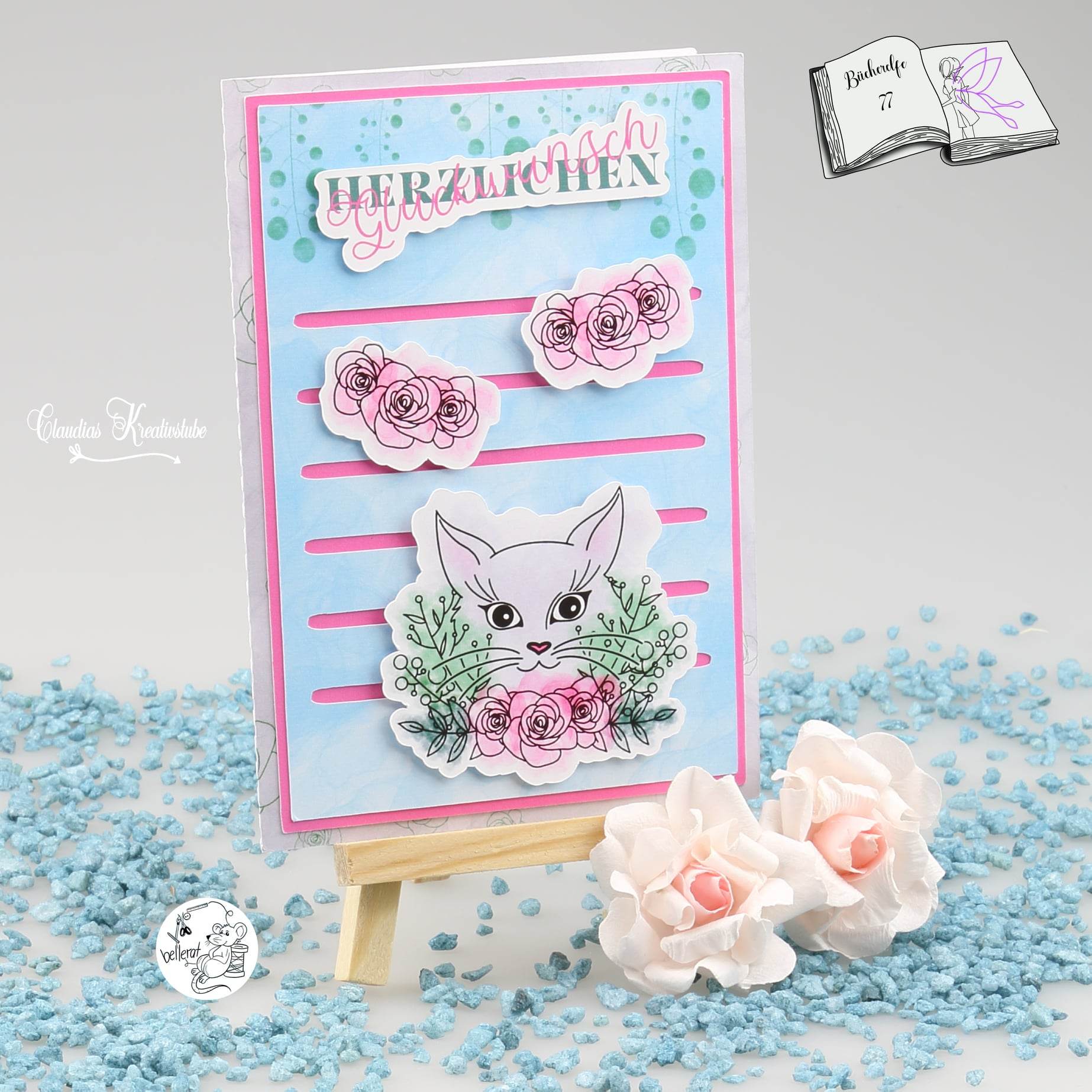 Digiset Blumenkatze Plotten, Sublimation, Drucken, Digistamp - Sewando