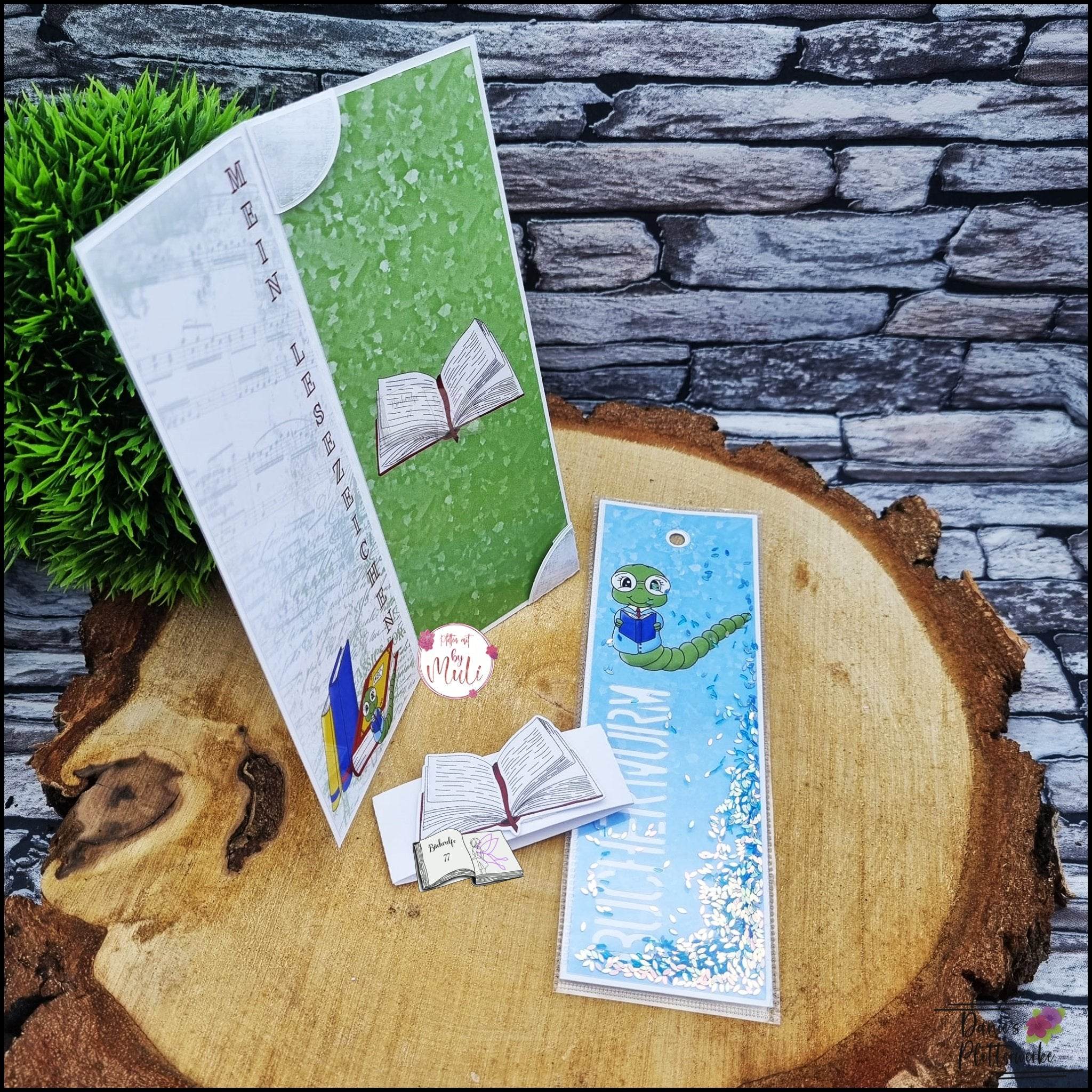 Digiset Bücherwurm Plotterdatei, Sublimation, Digistamp, Digipaper - Sewando