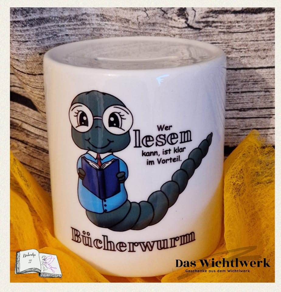 Digiset Bücherwurm Plotterdatei, Sublimation, Digistamp, Digipaper - Sewando