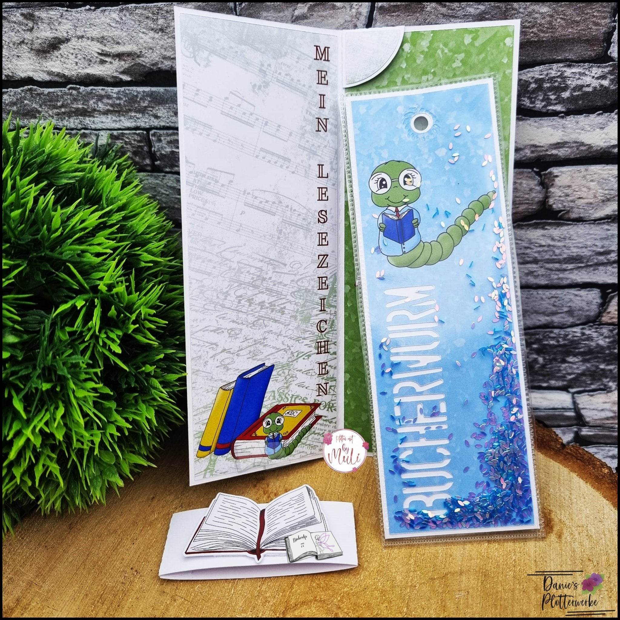 Digiset Bücherwurm Plotterdatei, Sublimation, Digistamp, Digipaper - Sewando