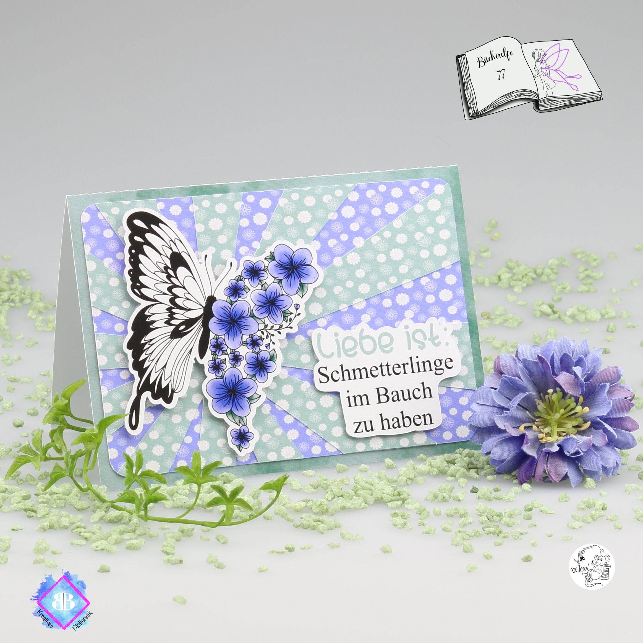 Plotterdatei flower butterfly, Sublimation, Digistamp, Digipaper - Sewando