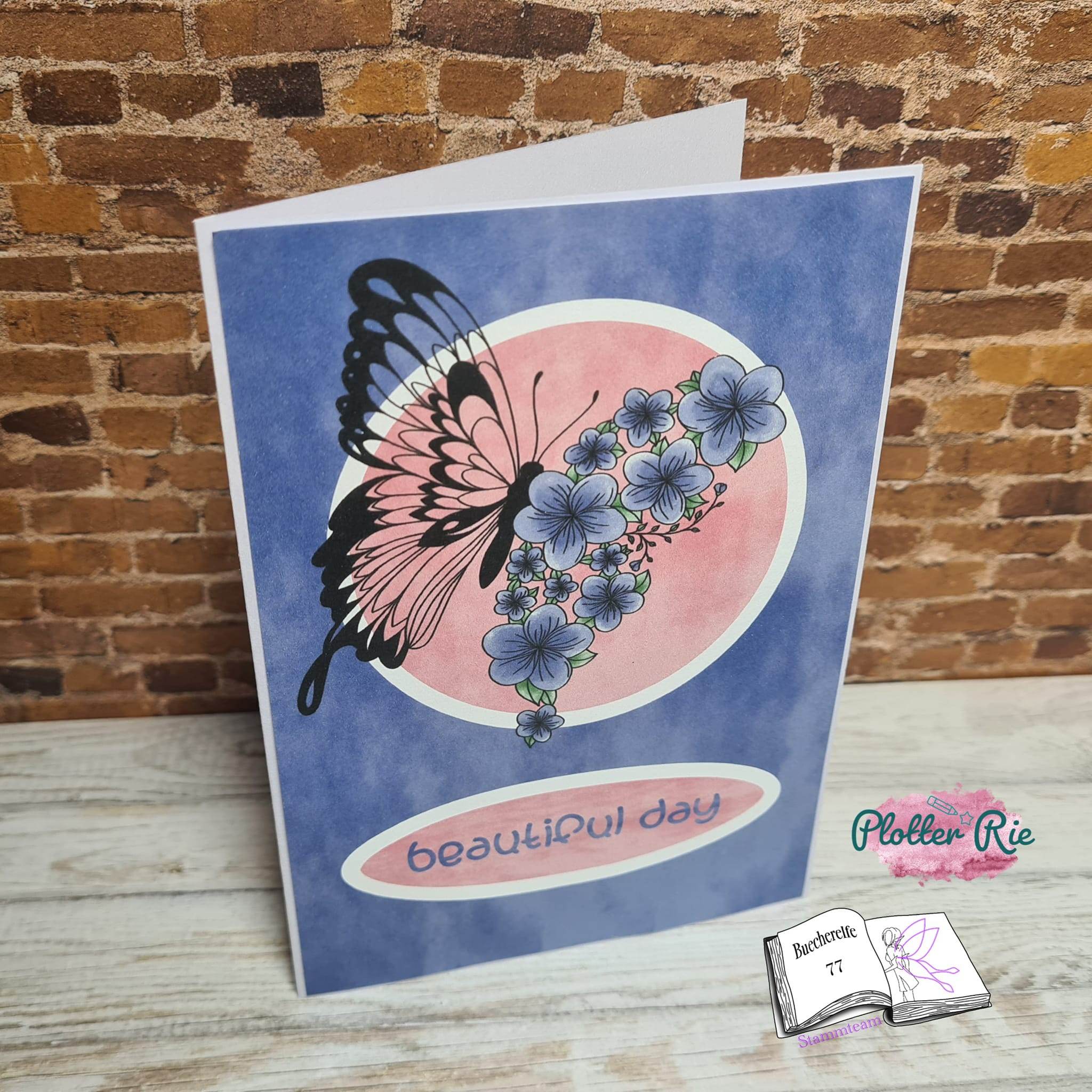 Plotterdatei flower butterfly, Sublimation, Digistamp, Digipaper - Sewando
