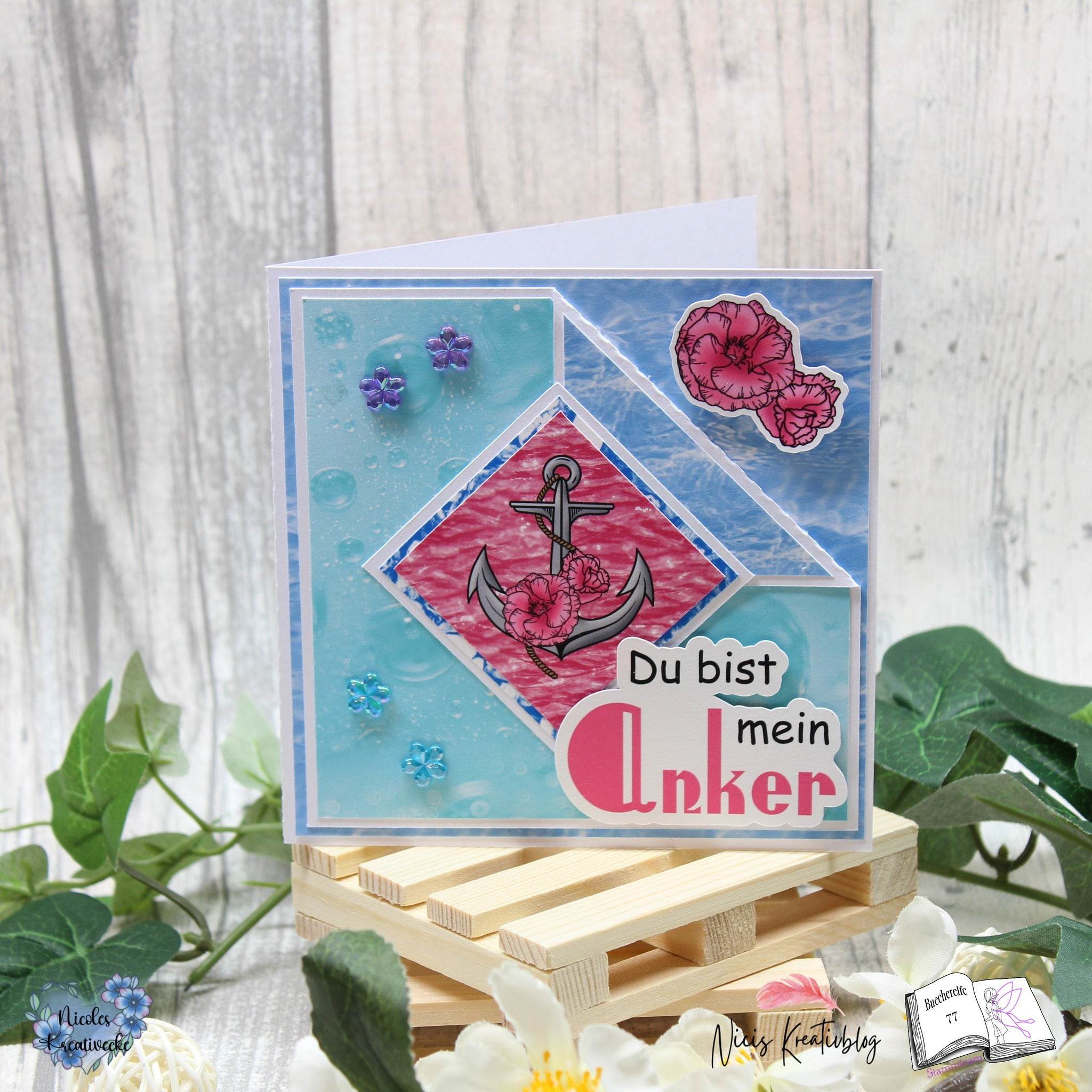 Digiset Blumen Anker Plotterdatei, Sublimation, Digistamp, Digipaper - Sewando
