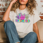 Motherhood – Punky Bügelbild mit Skelett-Hand, Neonfarben & Dalmatiner-Print - Sewando