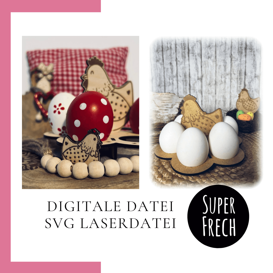 Laserdatei - Eierteller mit Henne - Sewando