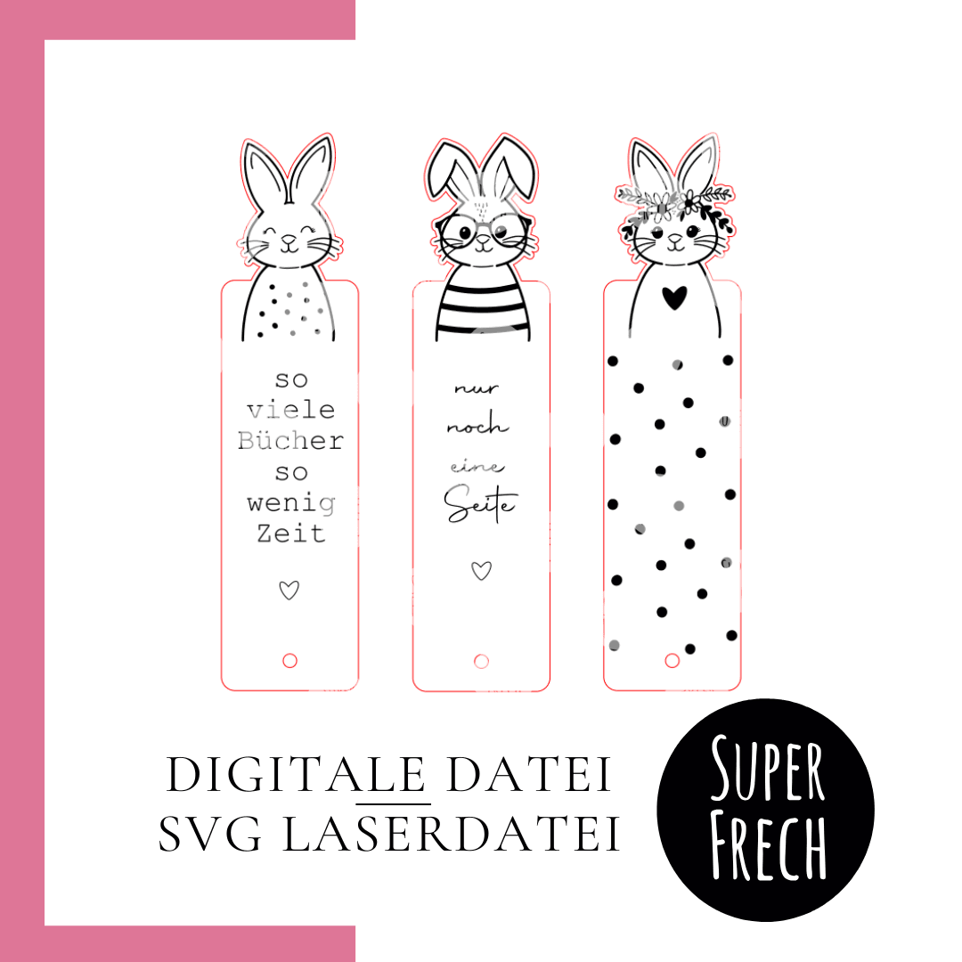 Lesezeichen Laserdatei Hase | Basteln mit Papier + Holz - Sewando