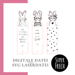 Lesezeichen Laserdatei Hase | Basteln mit Papier + Holz - Sewando