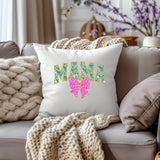 Mama PNG mit floralen Buchstaben & pinker Schleife Bügelbild Druck - Sewando