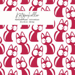 Katzenkoller – Nahtloses digitales Stoffmuster mit Comic-Katzen & Kulleraugen (JPG, 30 x 30 cm, 300 DPI) - Sewando