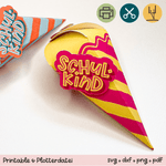 Mini-Schultüte Schulkind pink/ gelb - Printable für Schere oder Plotter - Sewando