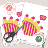 Mini-Schultüte Schulkind pink/ gelb - Printable für Schere oder Plotter - Sewando