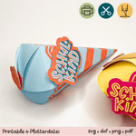 Mini-Schultüte Schulkind blau / rot - Printable für Schere oder Plotter - Sewando