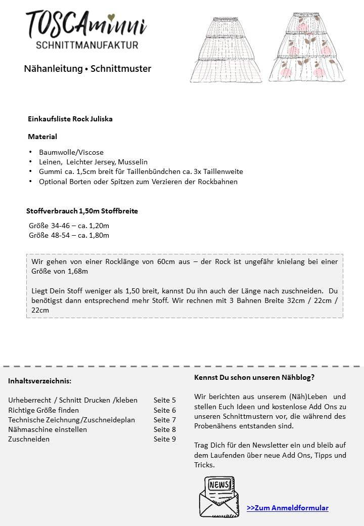 Nähanleitung Damen Rock Juliska Gr. 34-54 - Sewando