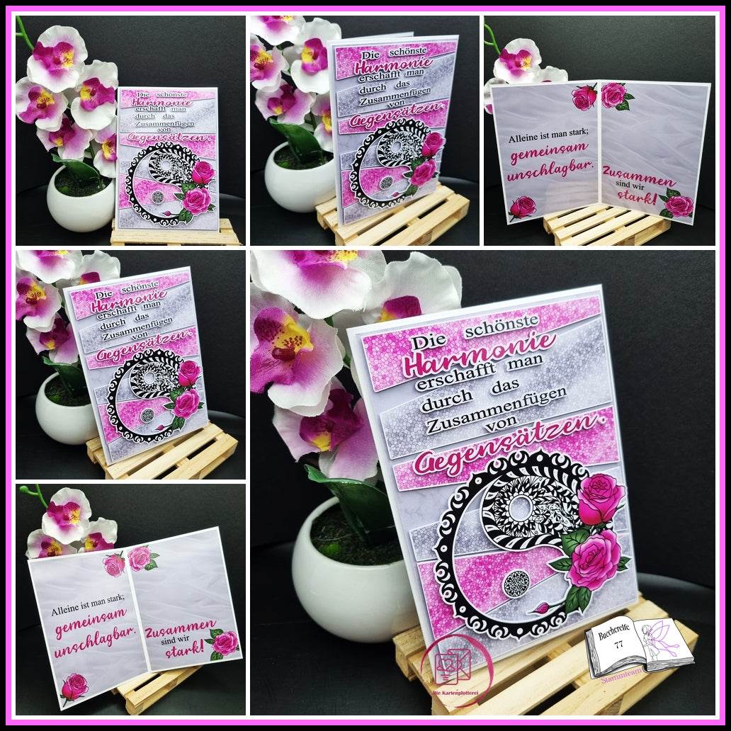 Plotterdatei Yin und Yang mit Rosen Sublimation, Digistamp, Digipaper ! - Sewando