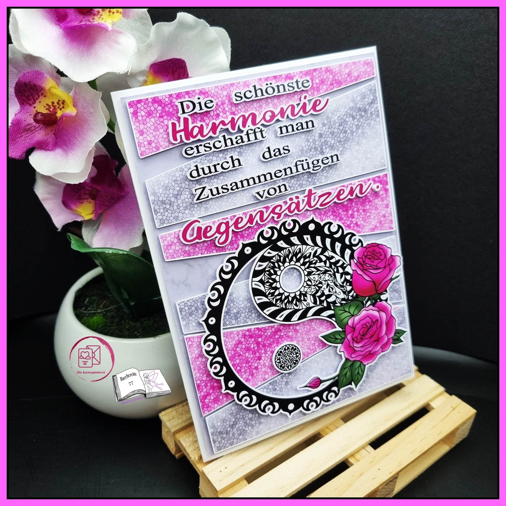 Plotterdatei Yin und Yang mit Rosen Sublimation, Digistamp, Digipaper ! - Sewando