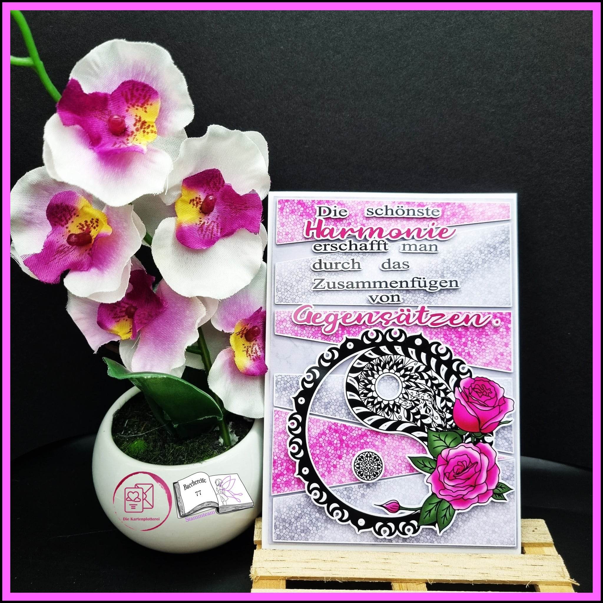 Plotterdatei Yin und Yang mit Rosen Sublimation, Digistamp, Digipaper ! - Sewando