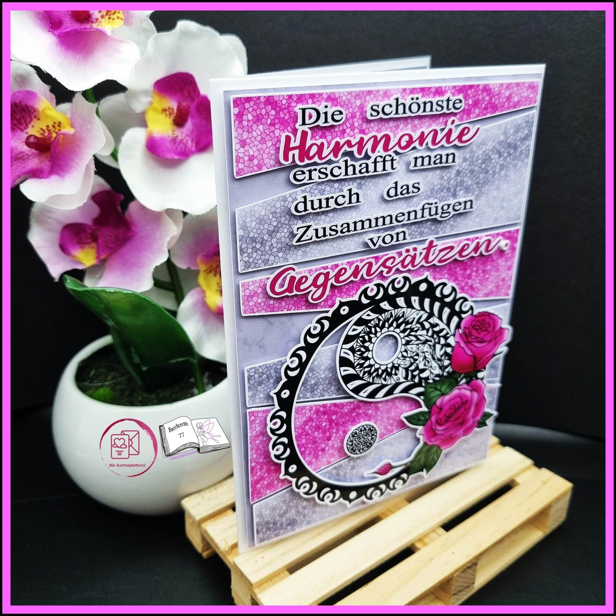 Plotterdatei Yin und Yang mit Rosen Sublimation, Digistamp, Digipaper ! - Sewando