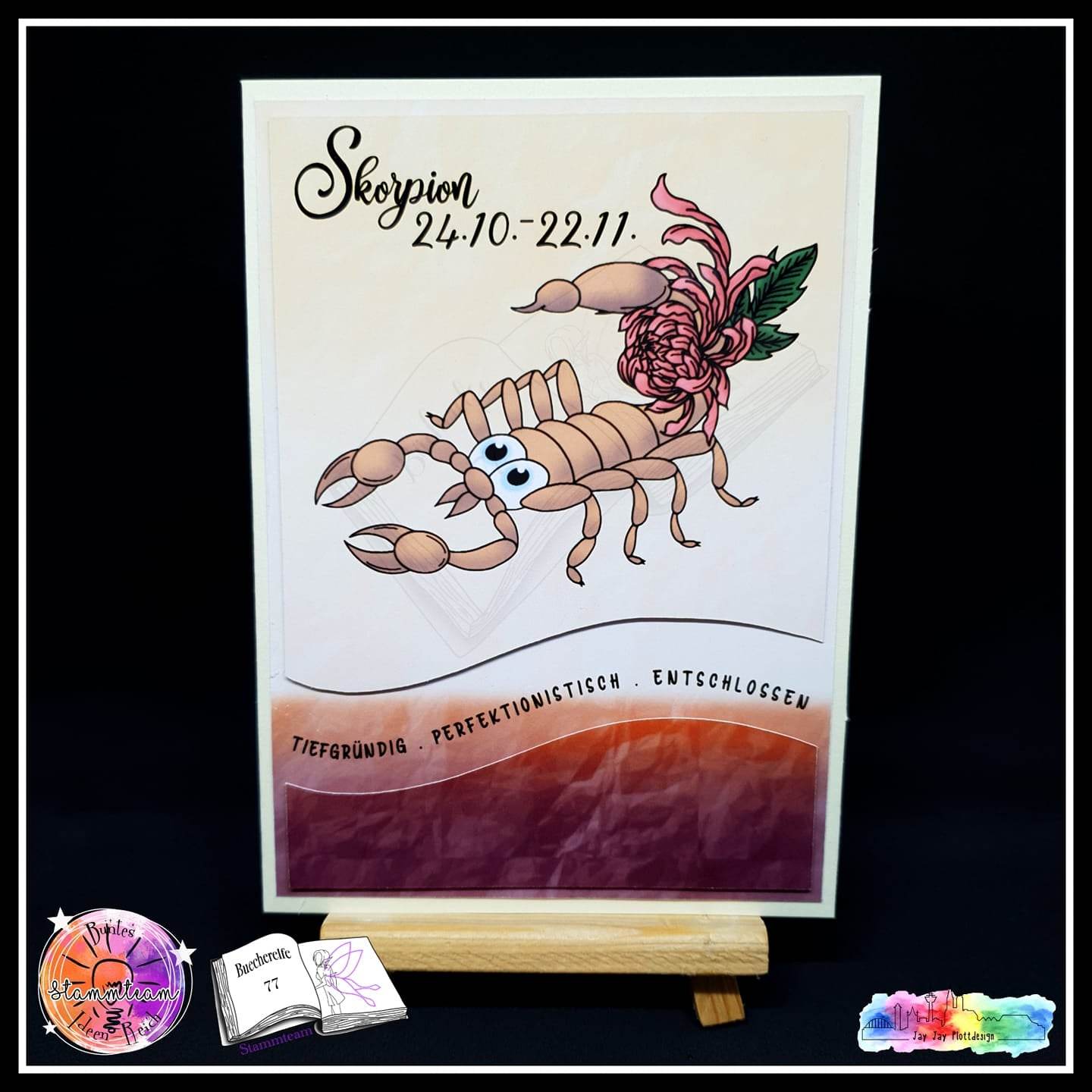 Plotterdatei Skorpion mit Chrysantheme Sublimation, Digistamp, Digipaper ! - Sewando