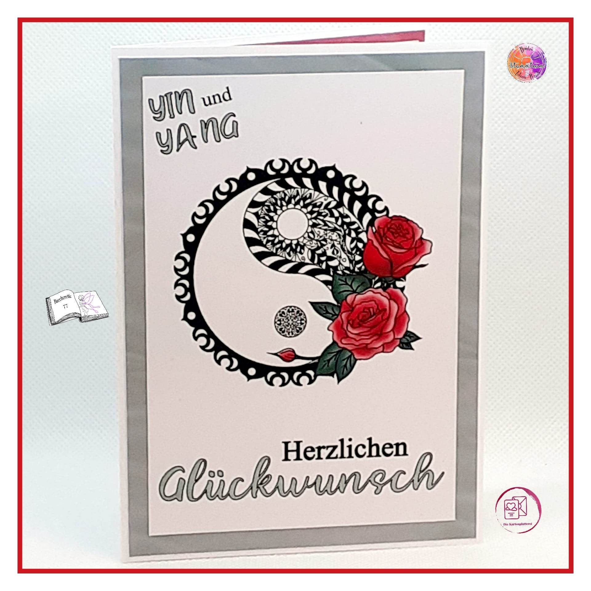 Plotterdatei Yin und Yang mit Rosen Sublimation, Digistamp, Digipaper ! - Sewando