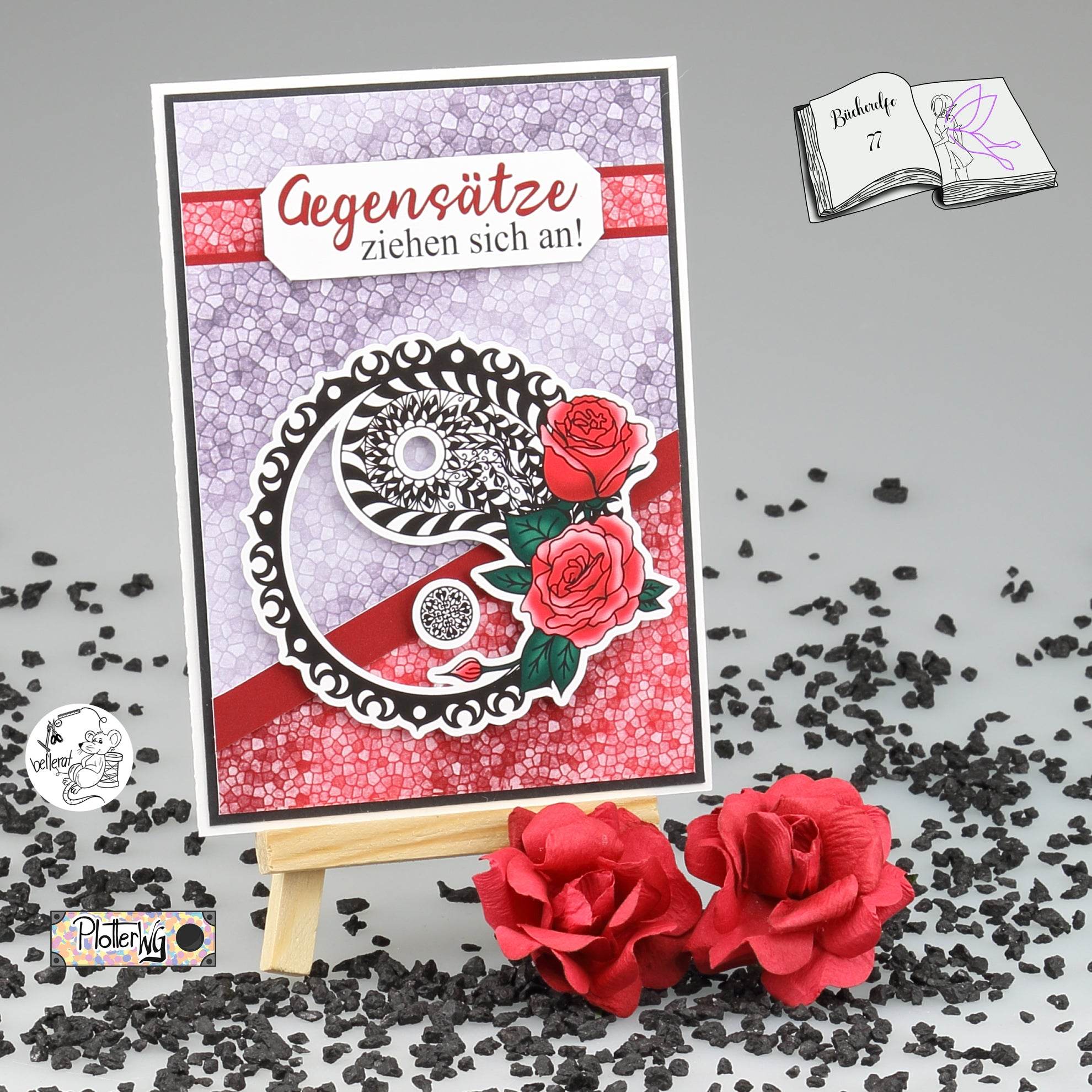 Plotterdatei Yin und Yang mit Rosen Sublimation, Digistamp, Digipaper ! - Sewando