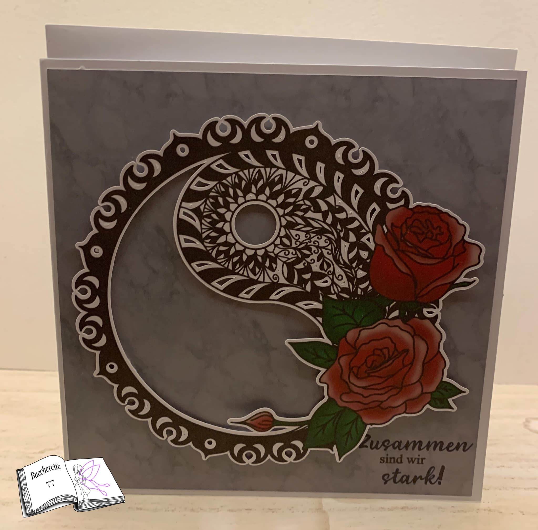 Plotterdatei Yin und Yang mit Rosen Sublimation, Digistamp, Digipaper ! - Sewando