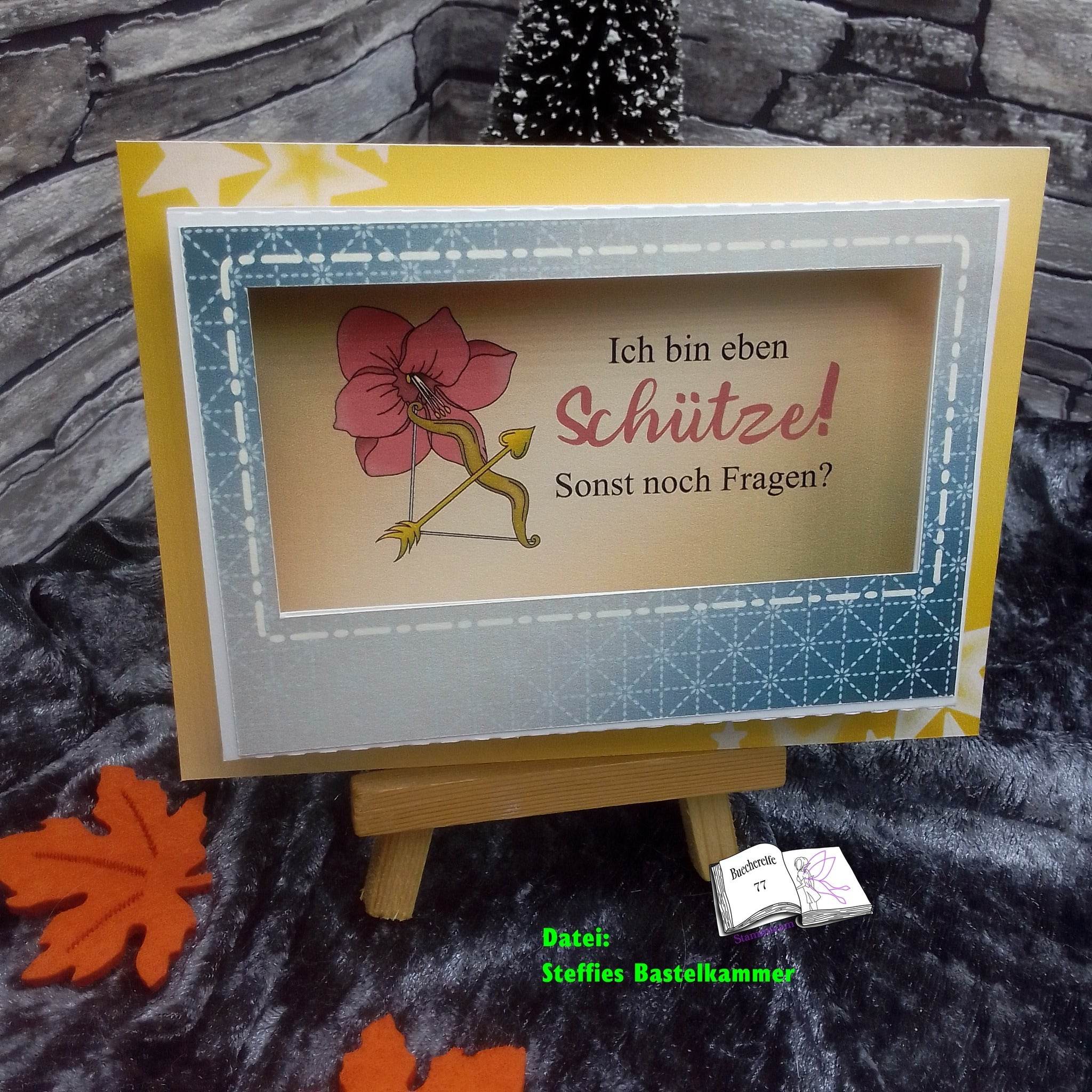 Plotterdatei Schütze mit Amaryllis Sublimation, Digistamp, Digipaper ! - Sewando