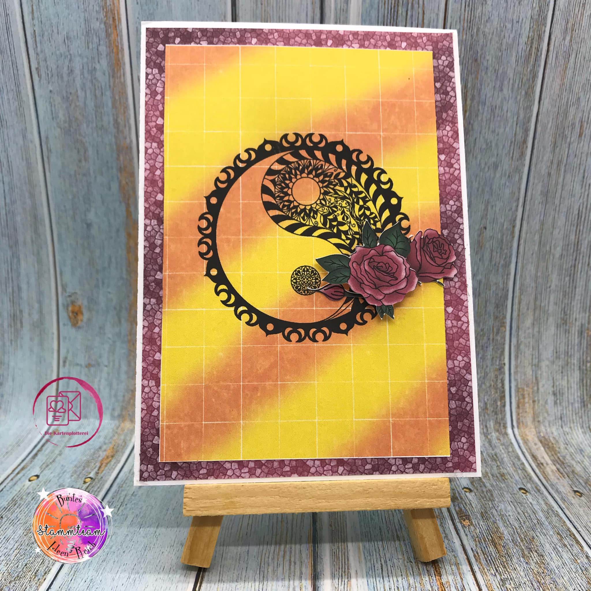 Plotterdatei Yin und Yang mit Rosen Sublimation, Digistamp, Digipaper ! - Sewando