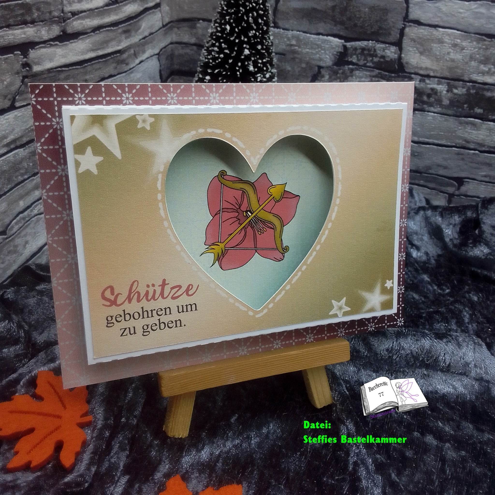 Plotterdatei Schütze mit Amaryllis Sublimation, Digistamp, Digipaper ! - Sewando