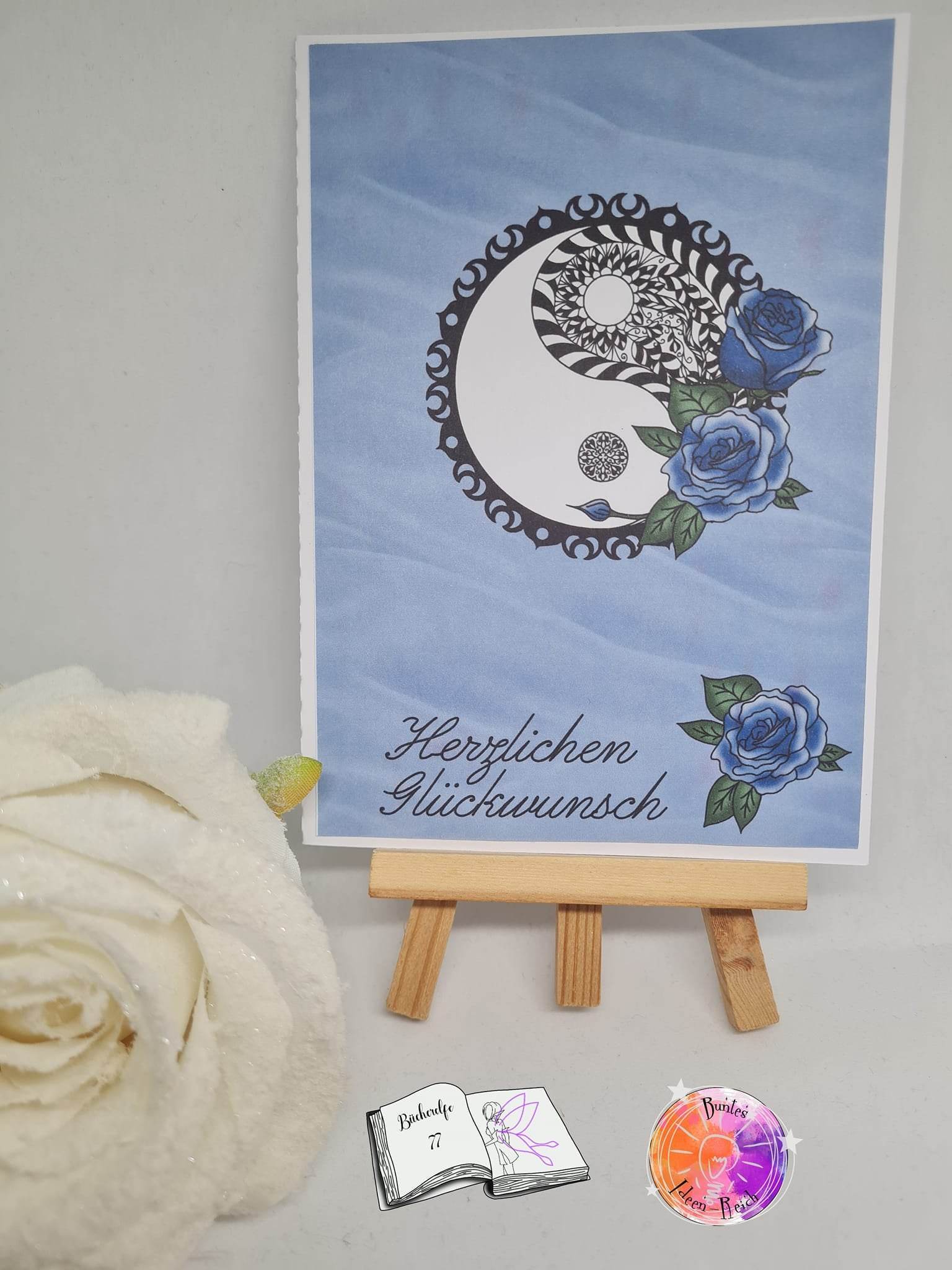 Plotterdatei Yin und Yang mit Rosen Sublimation, Digistamp, Digipaper ! - Sewando