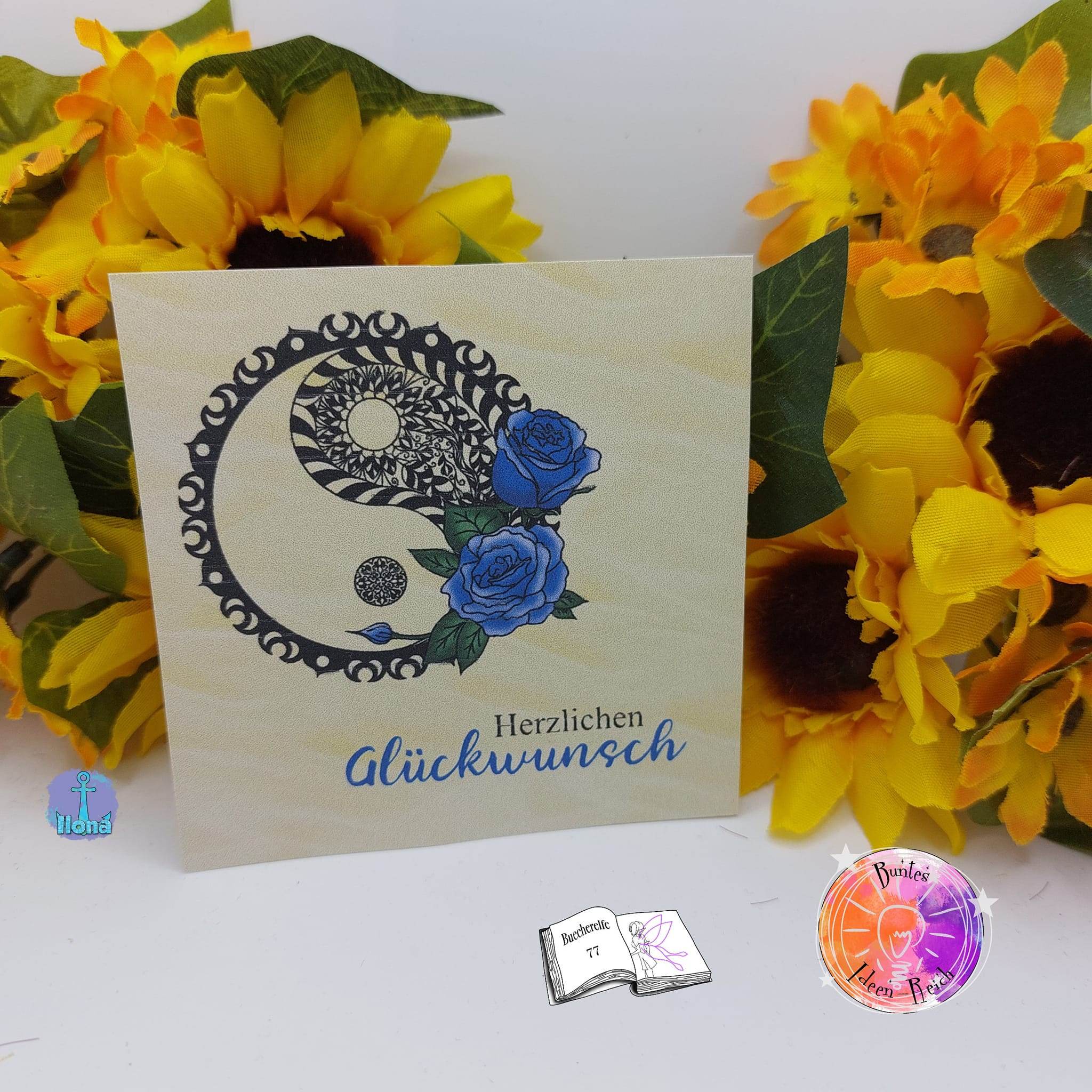 Plotterdatei Yin und Yang mit Rosen Sublimation, Digistamp, Digipaper ! - Sewando