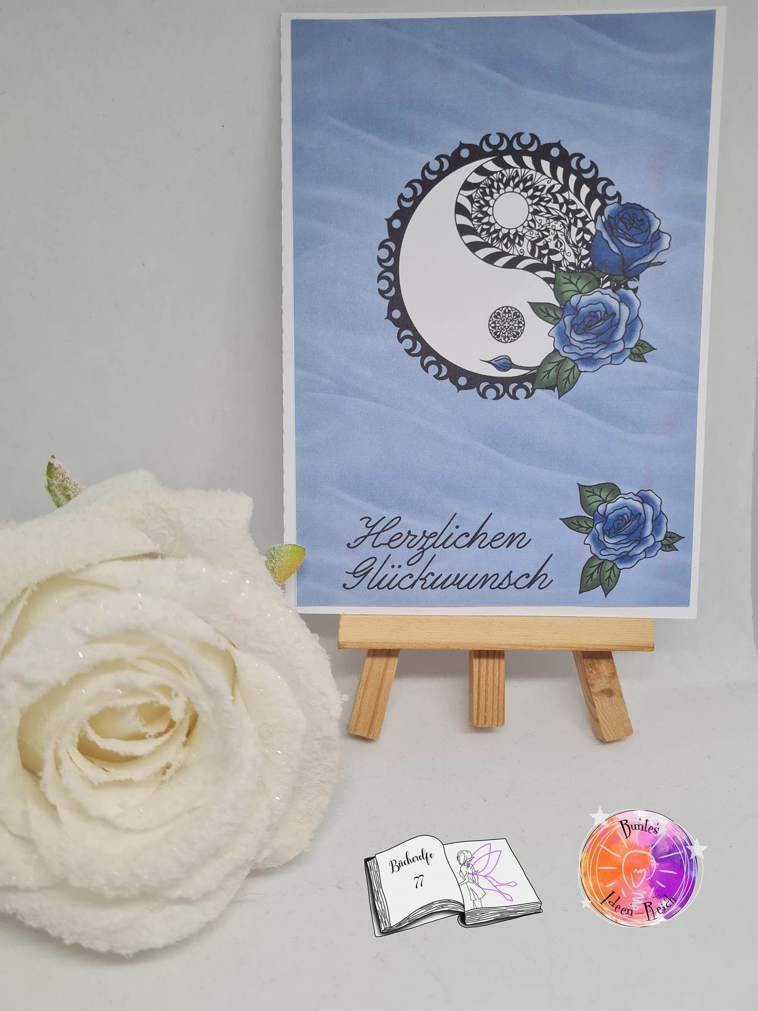 Plotterdatei Yin und Yang mit Rosen Sublimation, Digistamp, Digipaper ! - Sewando