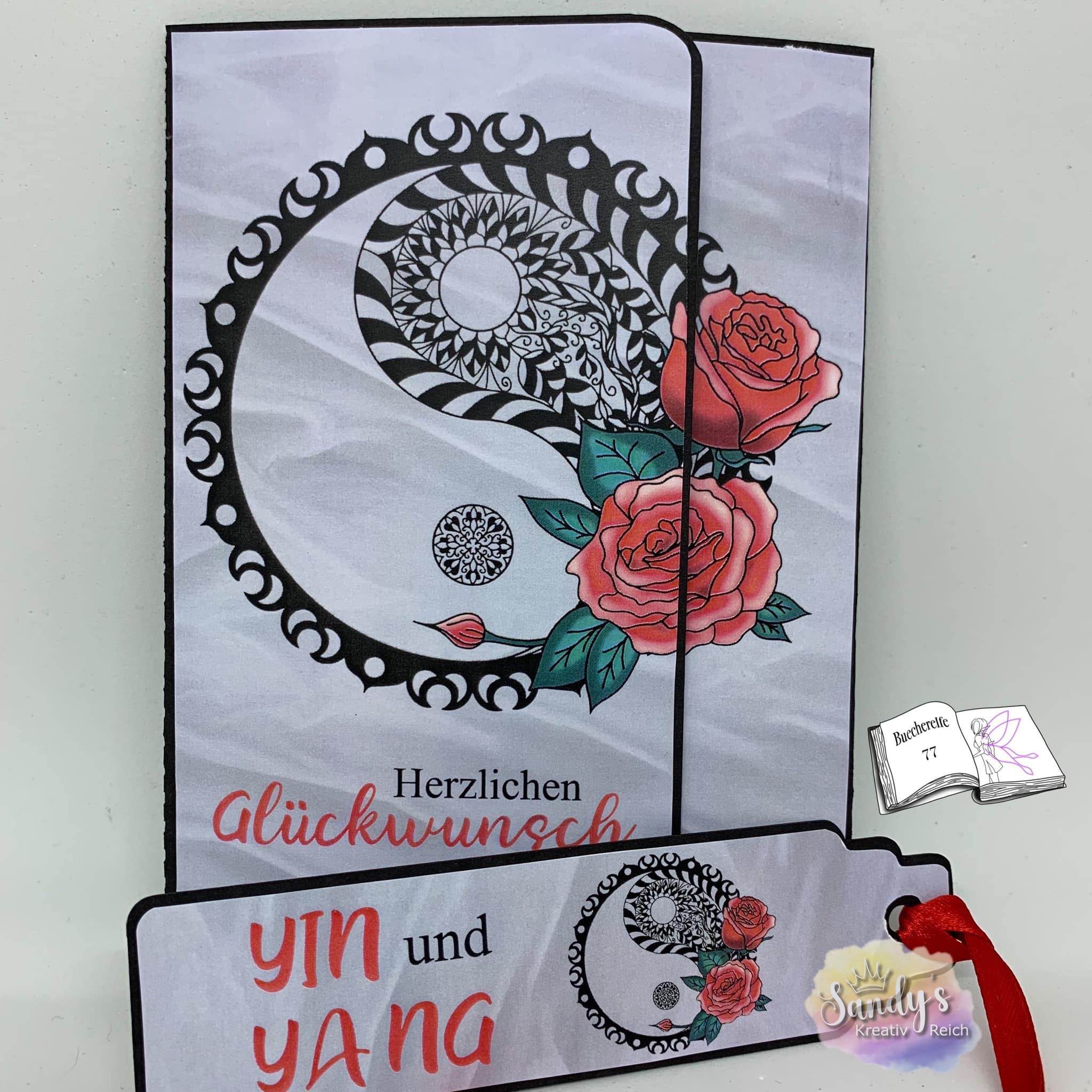 Plotterdatei Yin und Yang mit Rosen Sublimation, Digistamp, Digipaper ! - Sewando