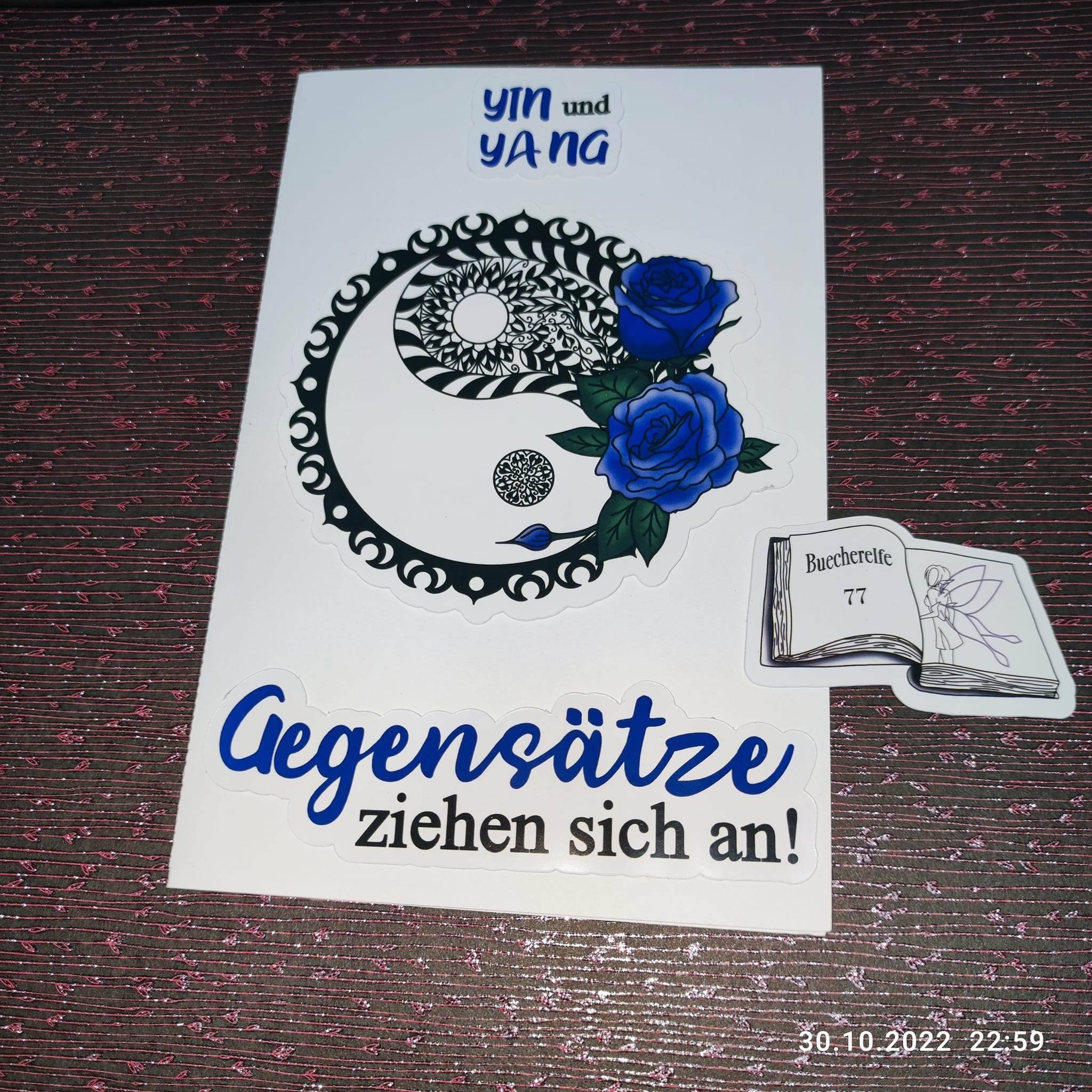 Plotterdatei Yin und Yang mit Rosen Sublimation, Digistamp, Digipaper ! - Sewando