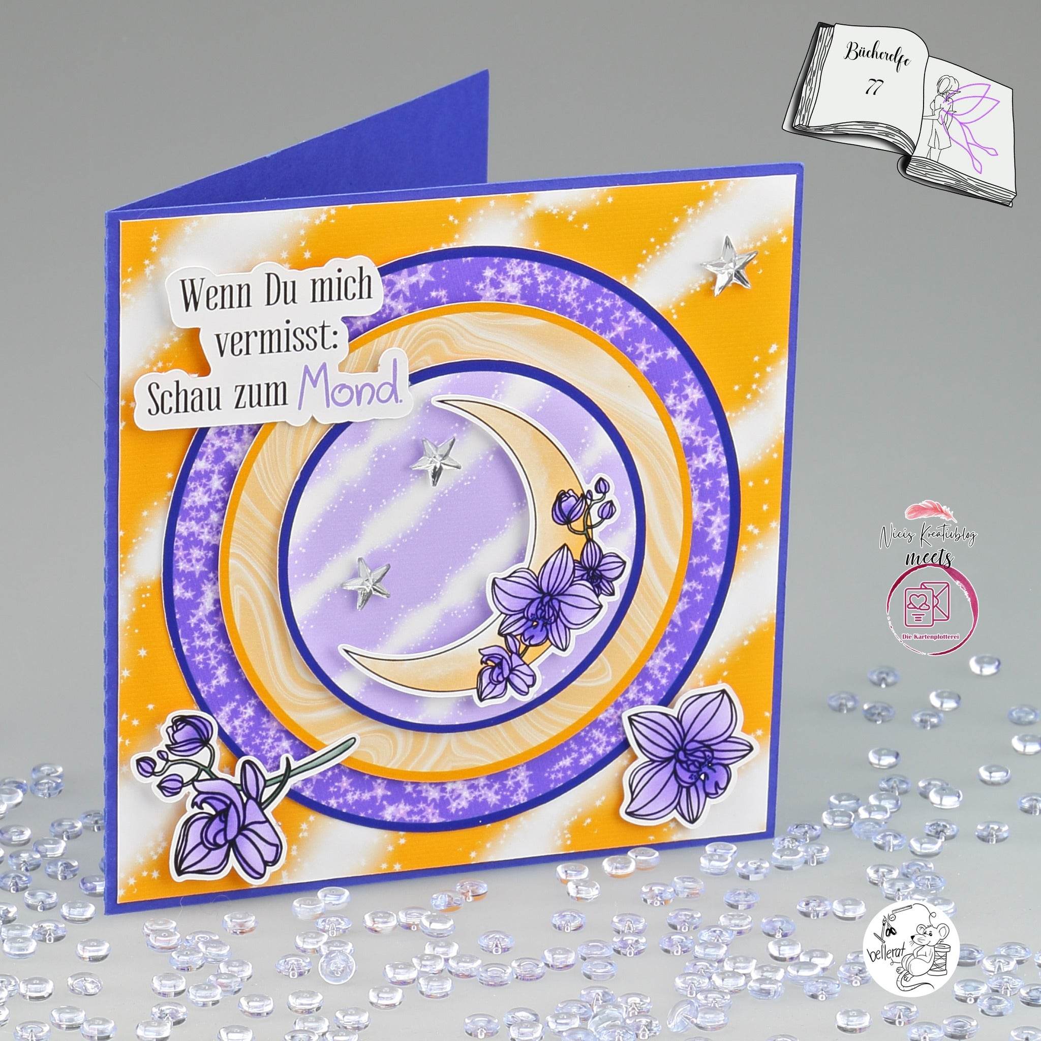 Digiset Blumenmond, Digistamp, Digipaper, Plotterdatei, Sublimation, Druck - Sewando
