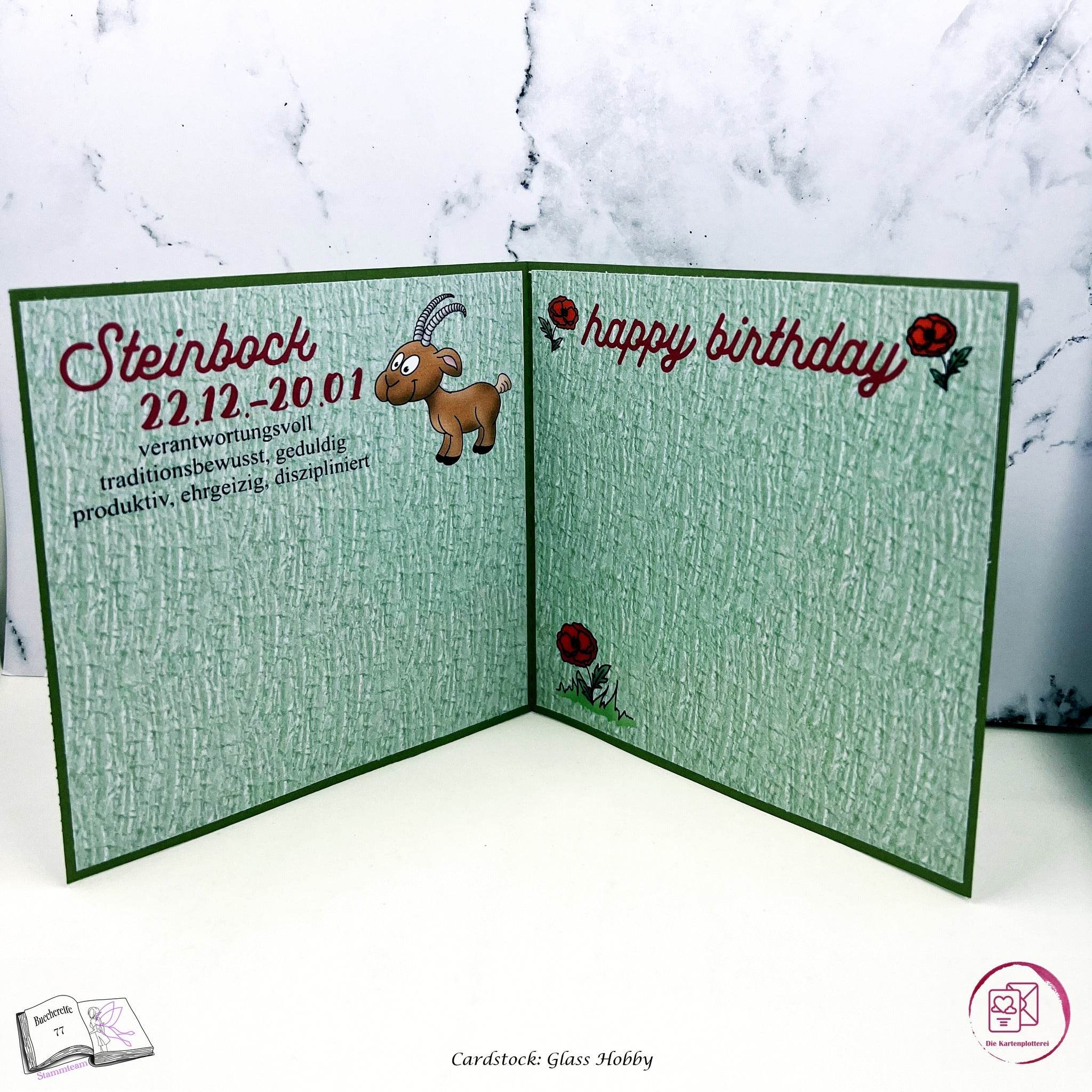 Plotterdatei Steinbock mit Mohn Sublimation, Digistamp, Digipaper ! - Sewando